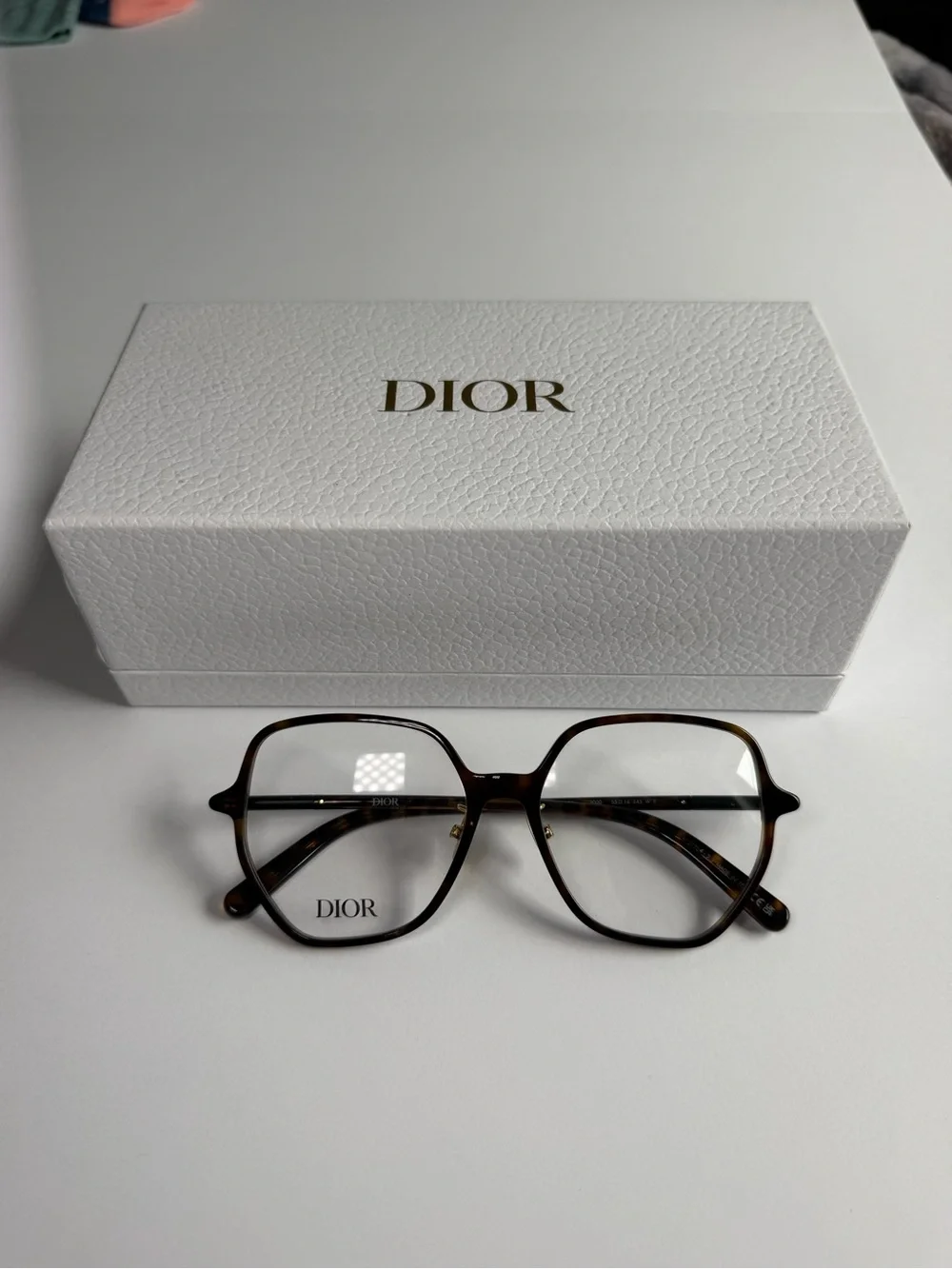 Dior Brown Tortoiseshell Geometric Optical Glasses